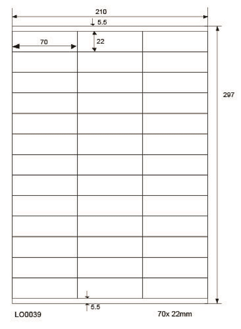 3900 étiquettes universelles colorées 70x22mm, sur 100 feuilles Din A4, mates, autocollantes LO-0039-70