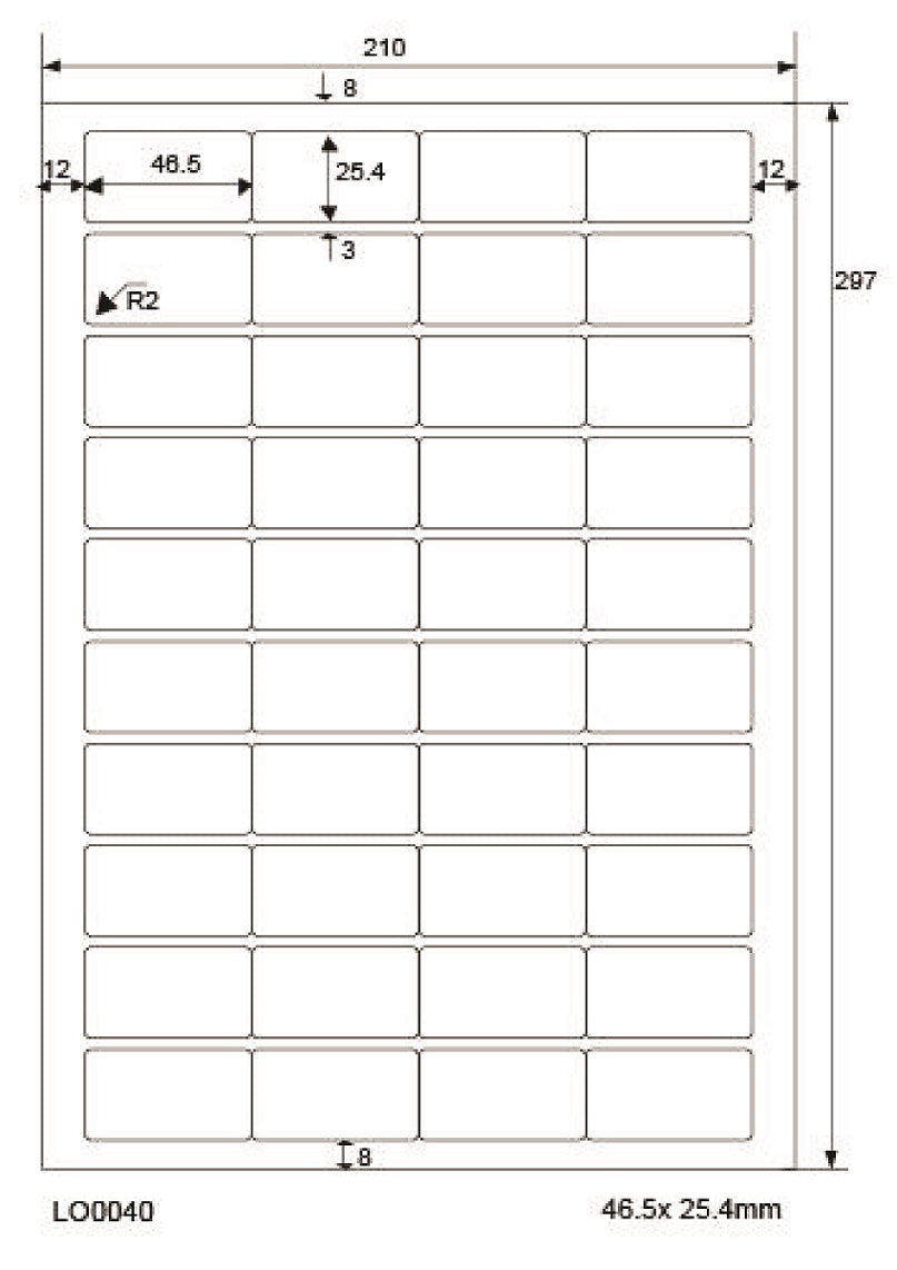 4000 étiquettes universelles 46,5x25,4mm, sur 100 feuilles Din A4, mat, autocollantes LO-0040-70