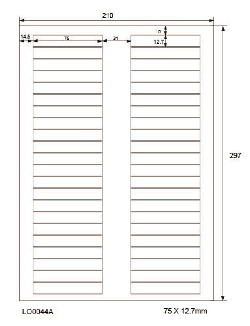 4400 étiquettes universelles ,75x12,7mm sur 100 feuilles Din A4, mat, autocollantes LO-0044-A-70