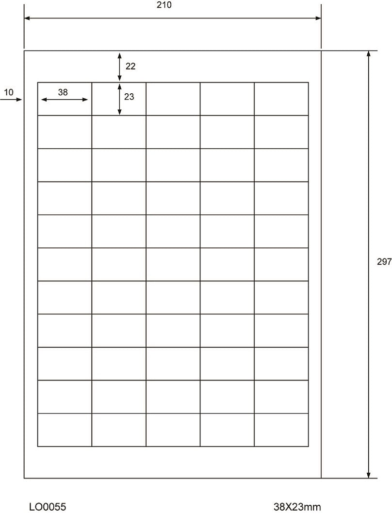 5500 étiquettes universelles 38x23mm, sur 100 feuilles Din A4, mat, autocollantes LO-0055-70