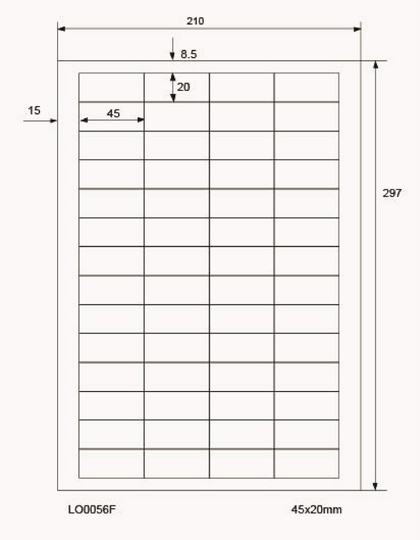 5600 étiquettes universelles 45x20mm, sur 100 feuilles Din A4, mat, autocollantes LO-0056-F-70