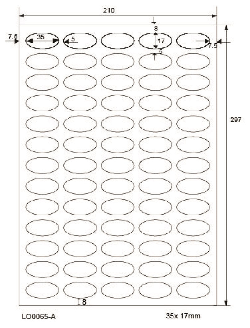 6500 étiquettes universelles 35x17mm, sur 100 feuilles Din A4, mat, autocollantes LO-0065-A-70