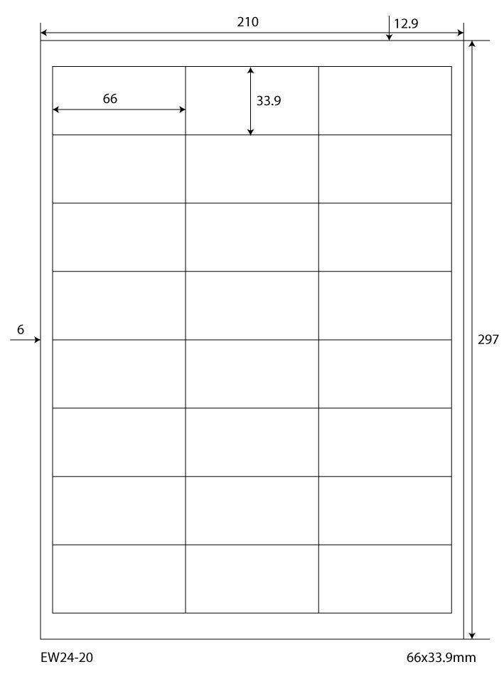 2400 Étiquettes en Folie 70x37mm, sur 100 Feuilles Din A4, mat, auto-adhésif