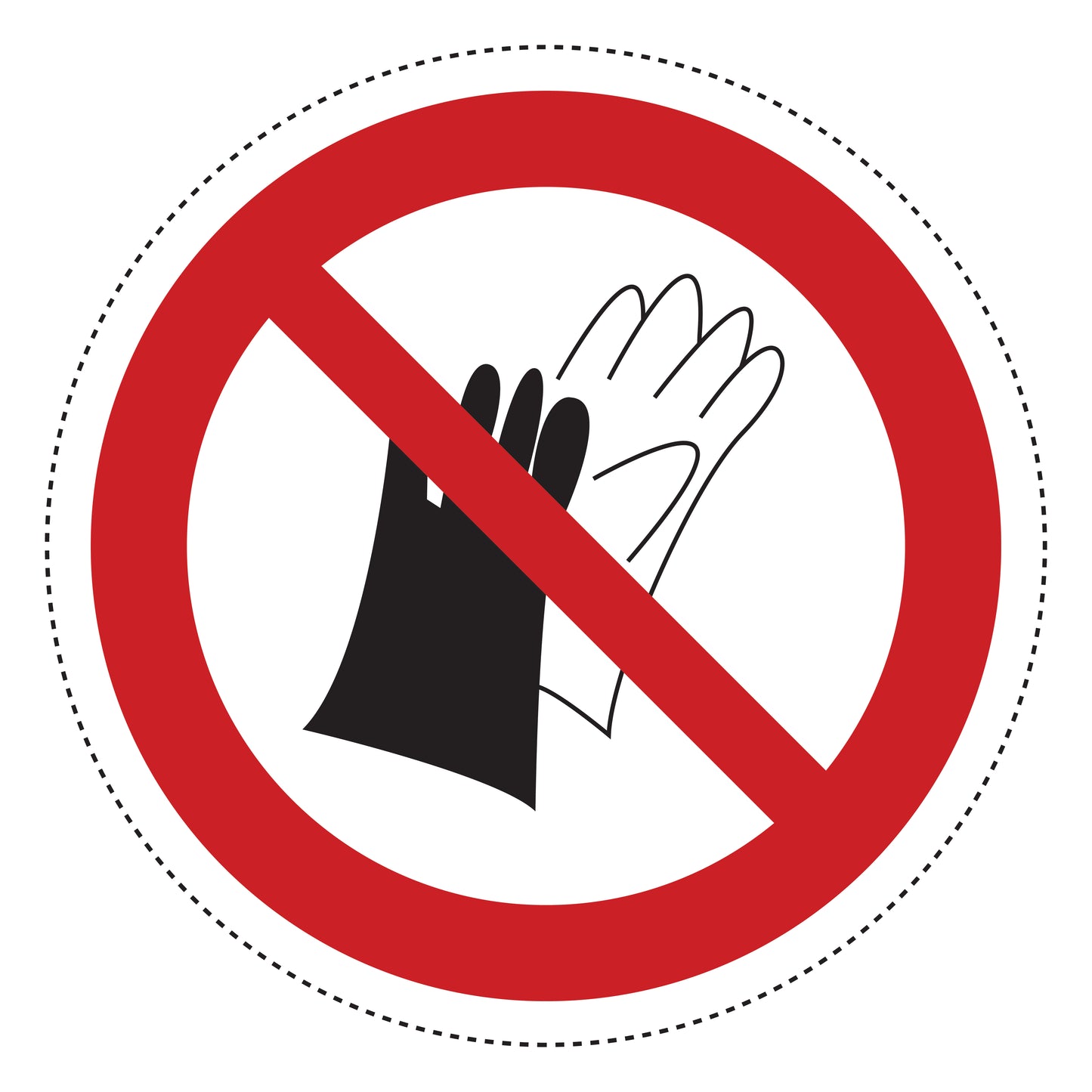 Autocollant d'interdiction "Interdit de porter des gants" en plastique PVC, ES-SI470-10