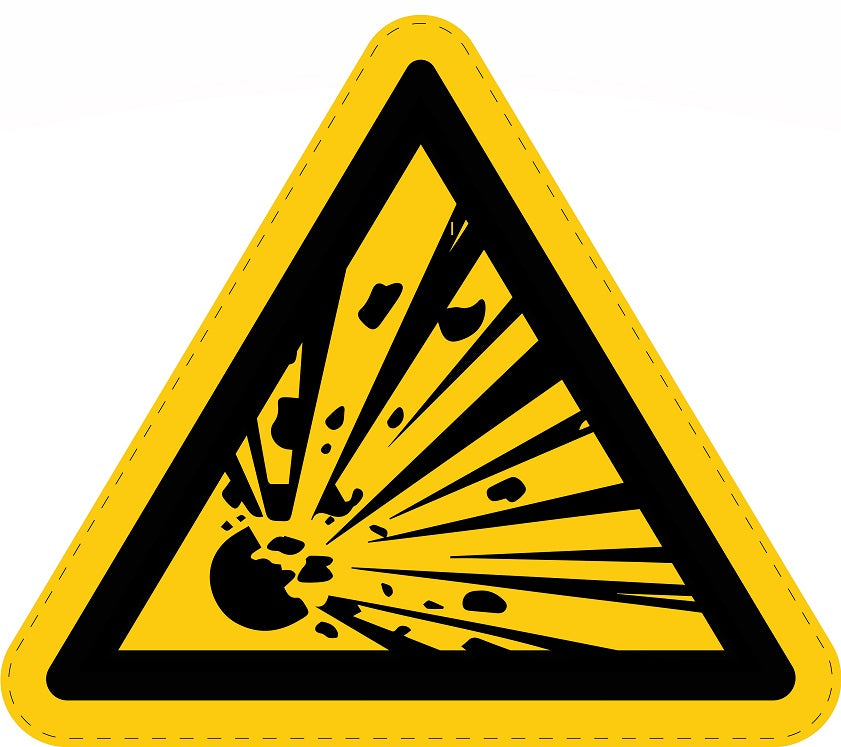 Autocollant d'avertissement "Panneau d'avertissement Attention, matières explosives" 10-60 cm en plastique PVC, ES-SIW-002