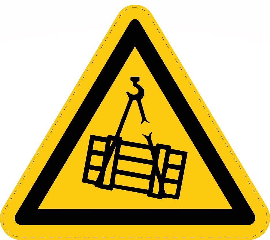 Autocollant d'avertissement collé "Panneau d'avertissement Attention, Charges suspendues" en plastique PVC, ES-SIW-006