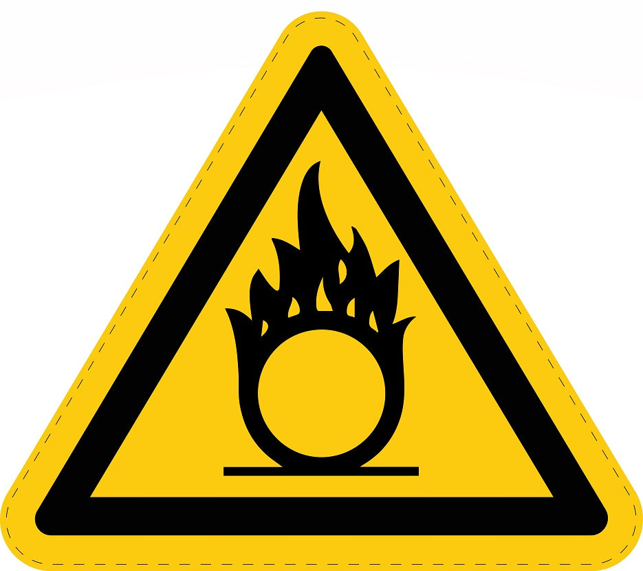 Autocollant d'avertissement "Panneau d'avertissement Attention, substances comburantes" 10-60 cm en plastique PVC, ES-SIW-011