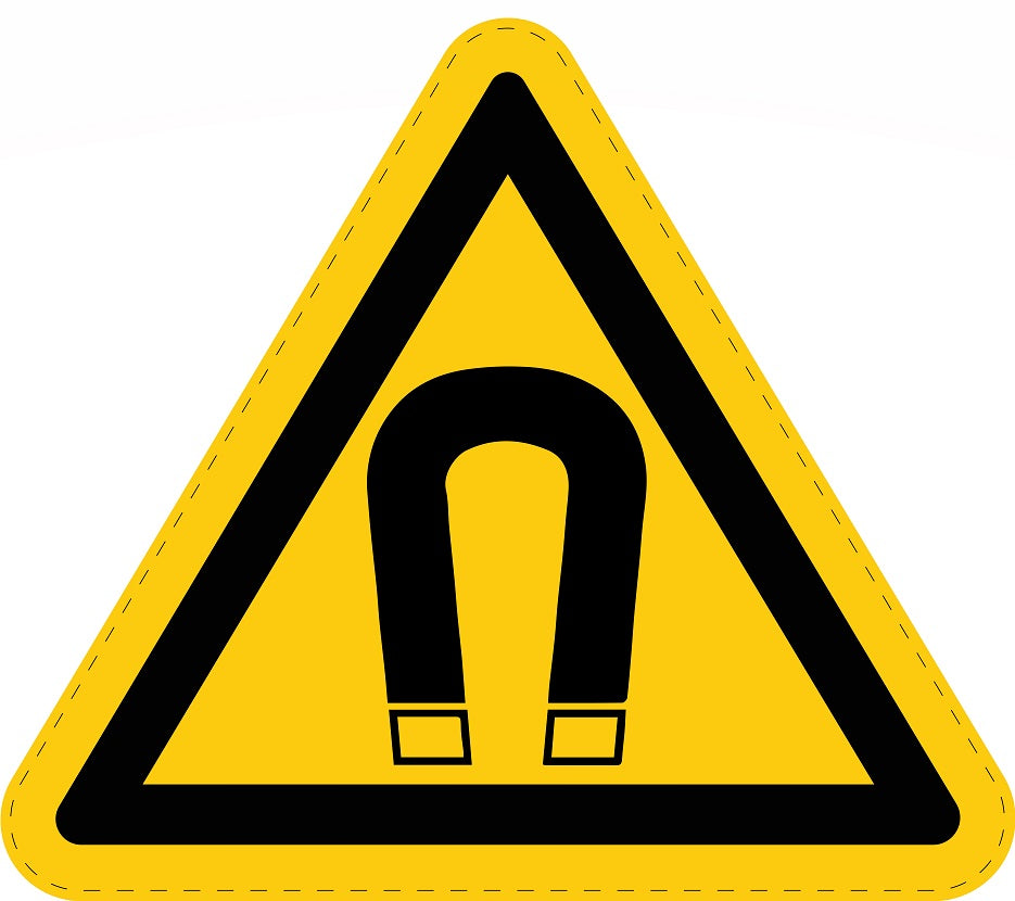 Autocollant d'avertissement collé "Plaques de signalisation pour machines "Champ magnétique important-NF" 2-7 cm en plastique PVC, ES-SIW-013