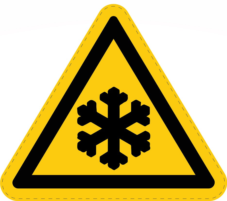 Autocollant d'avertissement collé " Panneau d'avertissement Attention,Danger basses températures, conditions de gel" 2-7 cm en plastique PVC, ES-SIW-017