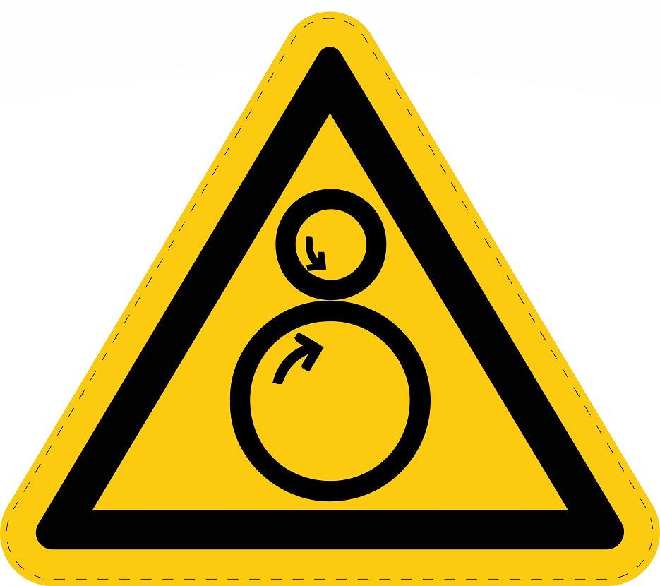 Autocollant d'avertissement collé "Panneau d'avertissement Attention, Danger Rouleaux contrarotatifs" 2-7 cm en plastique PVC, ES-SIW-030
