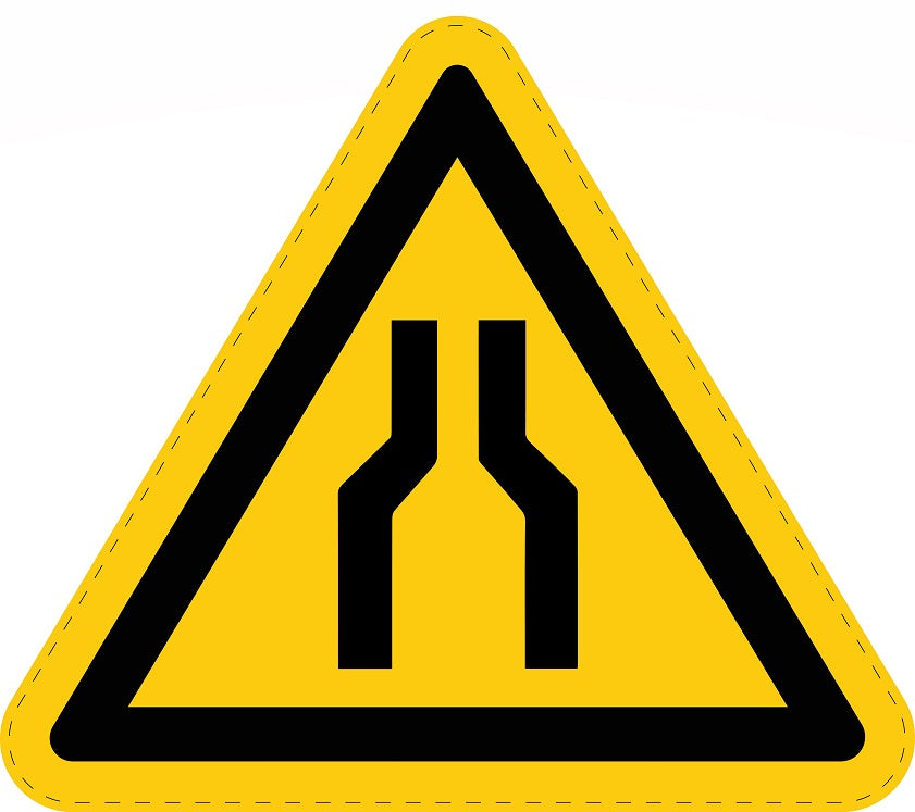 Autocollant d'avertissement "Avertissement des espaces étroits" 10-60 cm en plastique PVC, ES-SIW-031