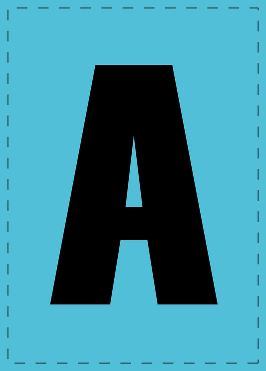 Lettre A autocollants de lettres et de chiffres, police noire sur fond bleu ES-BGPVC-A-50
