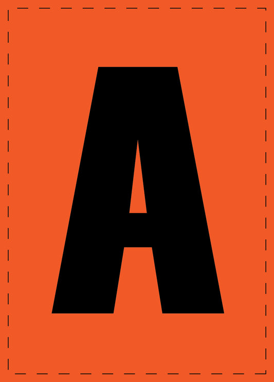 Lettre A autocollants de lettres et de chiffres, police noire sur fond orange ES-BGPVC-A-8