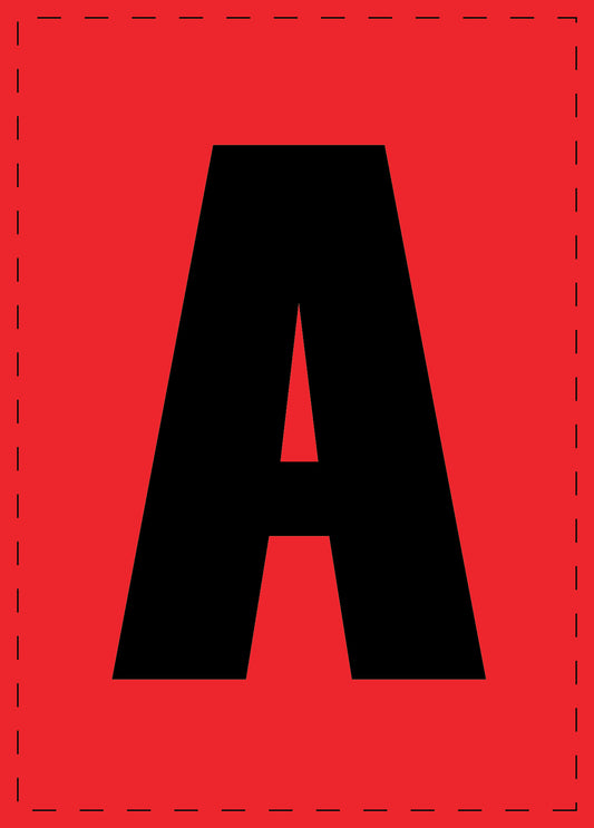 Lettre A autocollants de lettres et de chiffres, police noire sur fond rouge ES-BGPVC-A-14