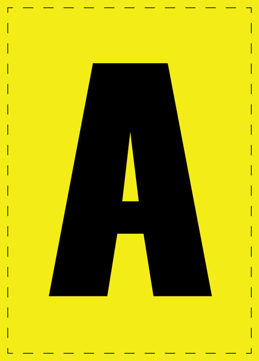 Lettre A autocollants de lettres et de chiffres, police noire sur fond jaune ES-BGPVC-A-3