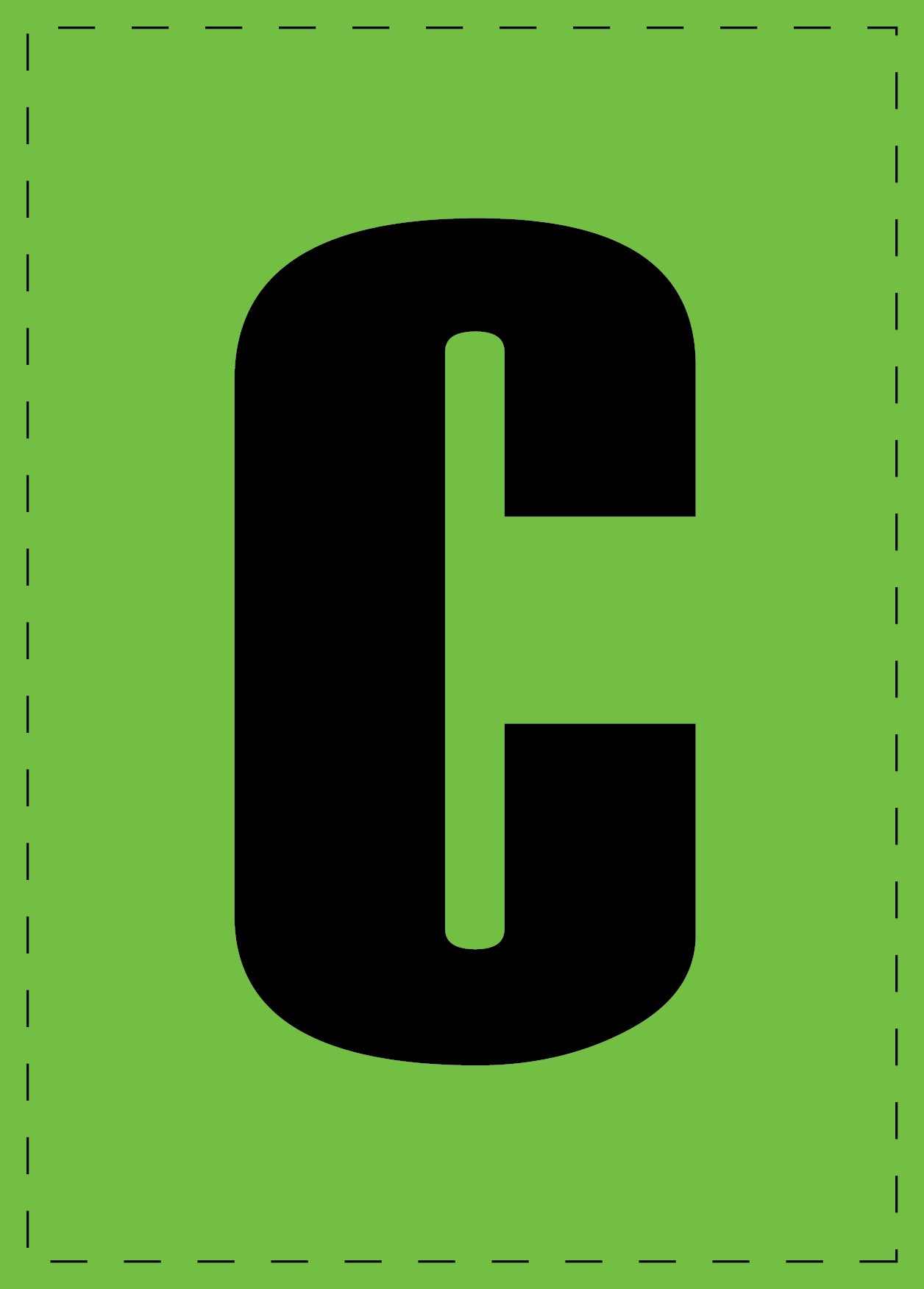 Lettre C autocollants de lettres et de chiffres, police noire sur fond vert ES-BGPVC-C-67
