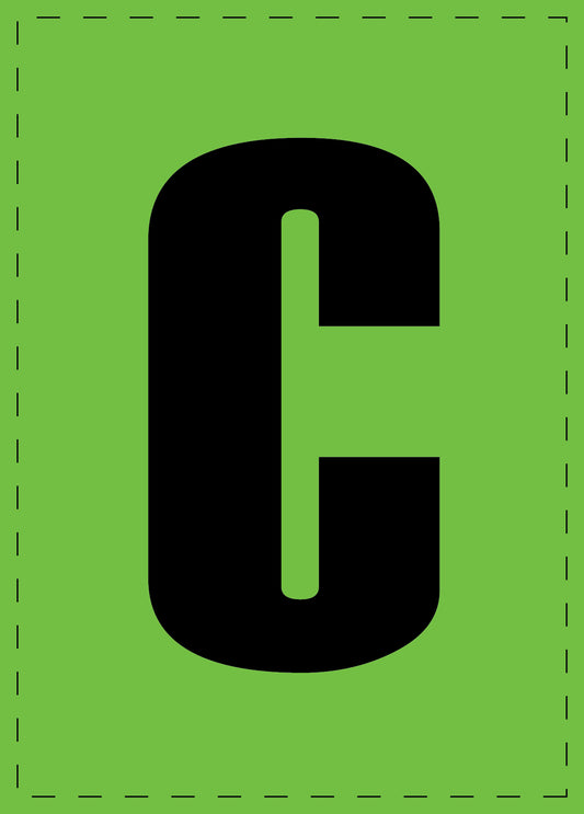 Lettre C autocollants de lettres et de chiffres, police noire sur fond vert ES-BGPVC-C-67