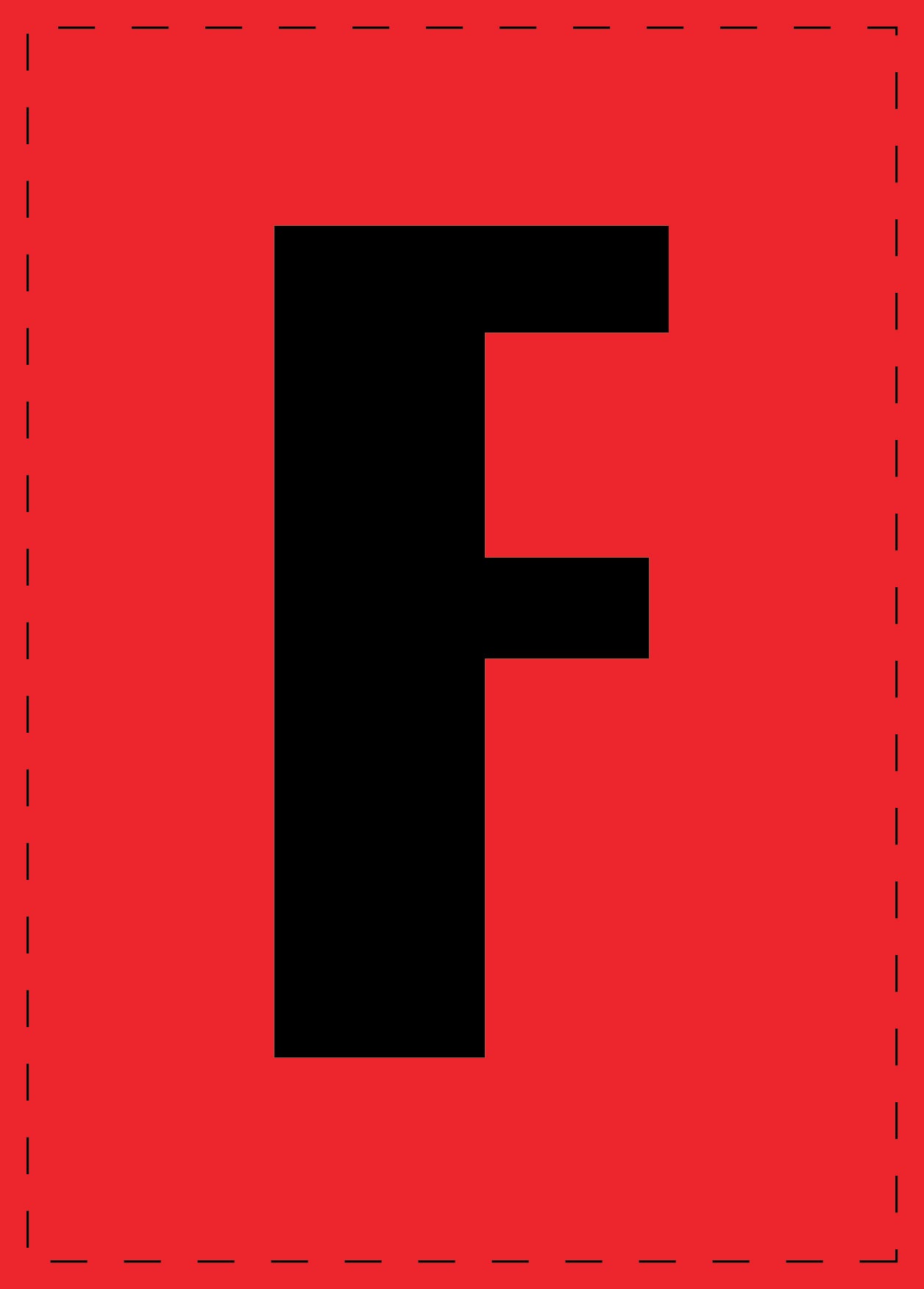 Lettre F autocollants de lettres et de chiffres, police noire sur fond rouge ES-BGPVC-F-14