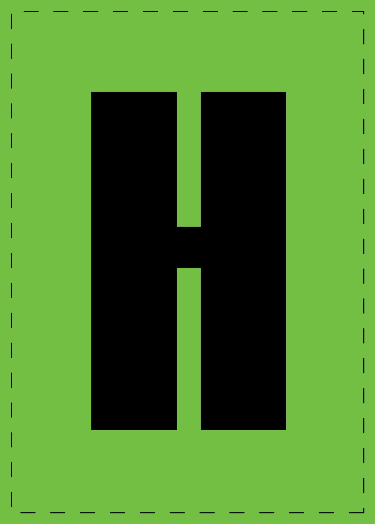 Lettre H autocollants de lettres et de chiffres, police noire sur fond vert ES-BGPVC-H-67