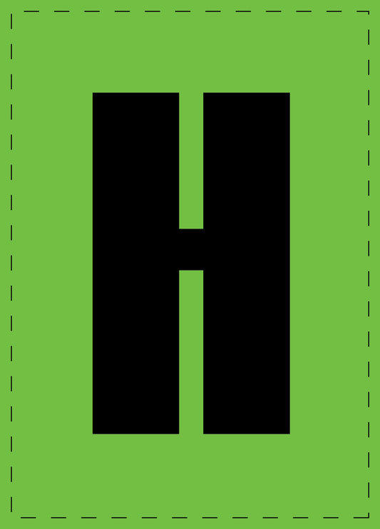 Lettre H autocollants de lettres et de chiffres, police noire sur fond vert ES-BGPVC-H-67