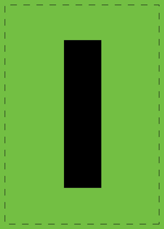 Lettre I autocollants de lettres et de chiffres, police noire sur fond vert ES-BGPVC-I-67