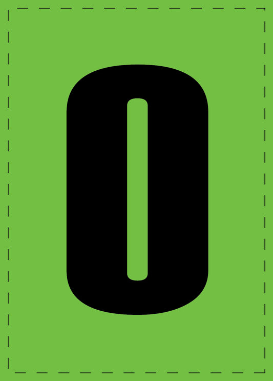 Lettre O autocollants de lettres et de chiffres, police noire sur fond vert ES-BGPVC-O-67