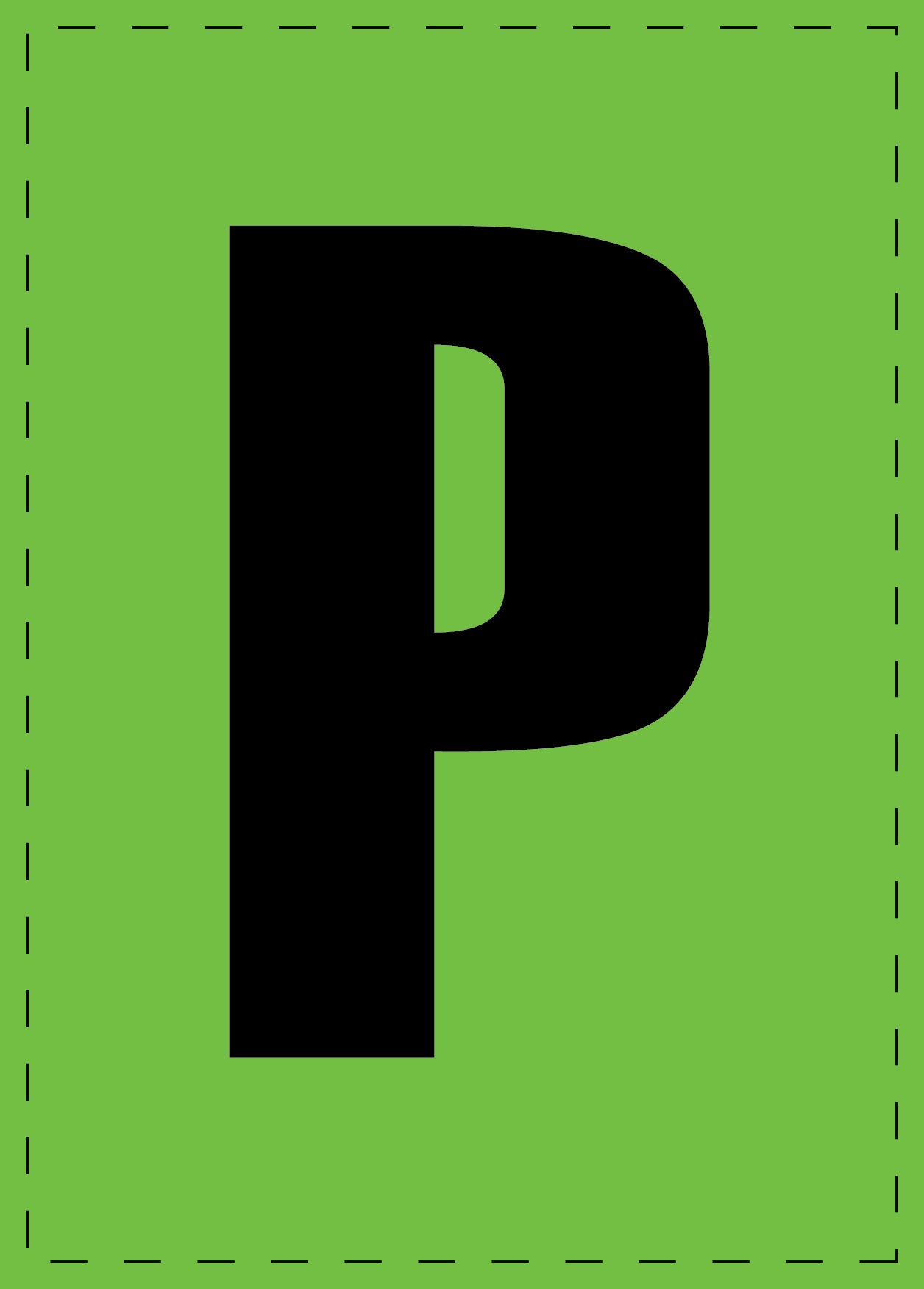 Lettre P autocollants de lettres et de chiffres, police noire sur fond vert ES-BGPVC-P-67