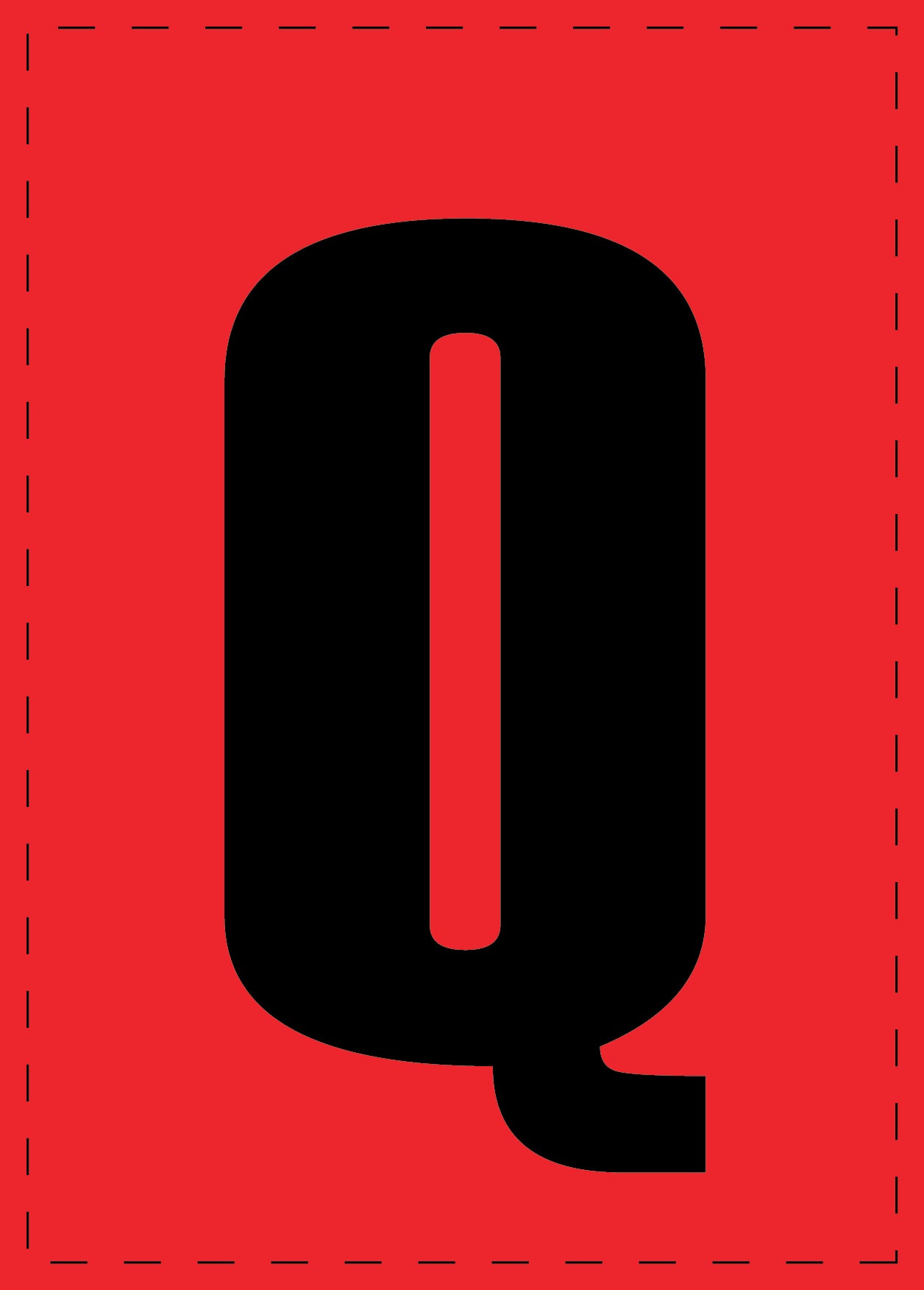 Lettre Q autocollants de lettres et de chiffres, police noire sur fond rouge ES-BGPVC-Q-14
