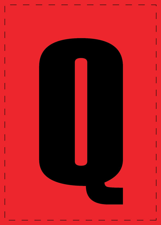 Lettre Q autocollants de lettres et de chiffres, police noire sur fond rouge ES-BGPVC-Q-14