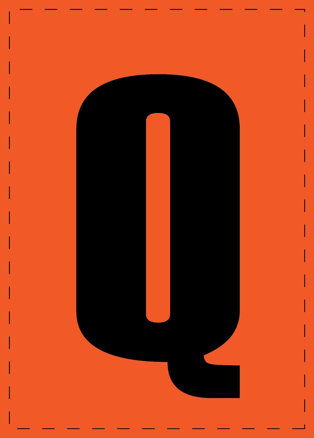 Lettre Q autocollants de lettres et de chiffres, police noire sur fond orange ES-BGPVC-Q-8