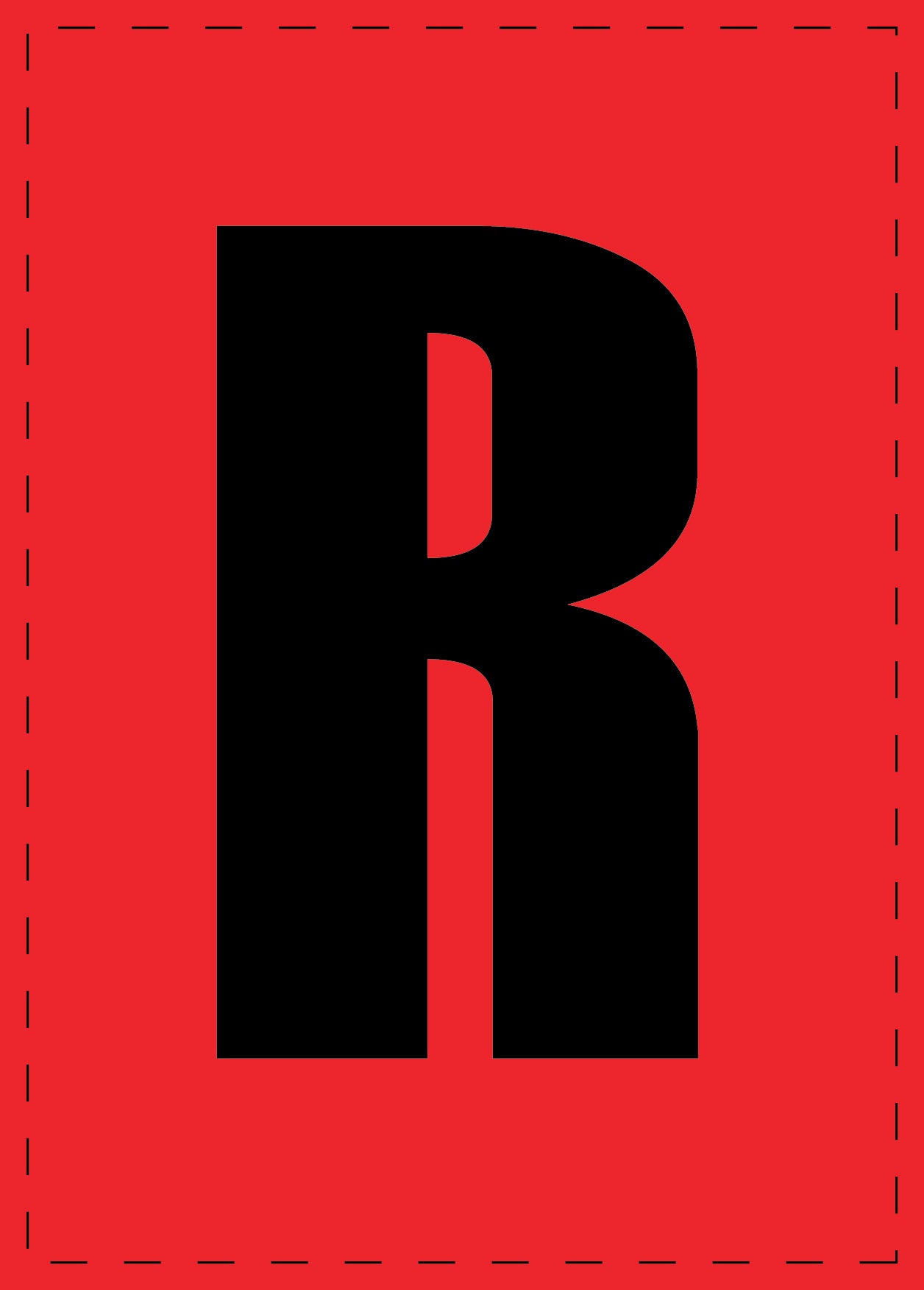 Lettre R autocollants de lettres et de chiffres, police noire sur fond rouge ES-BGPVC-R-14