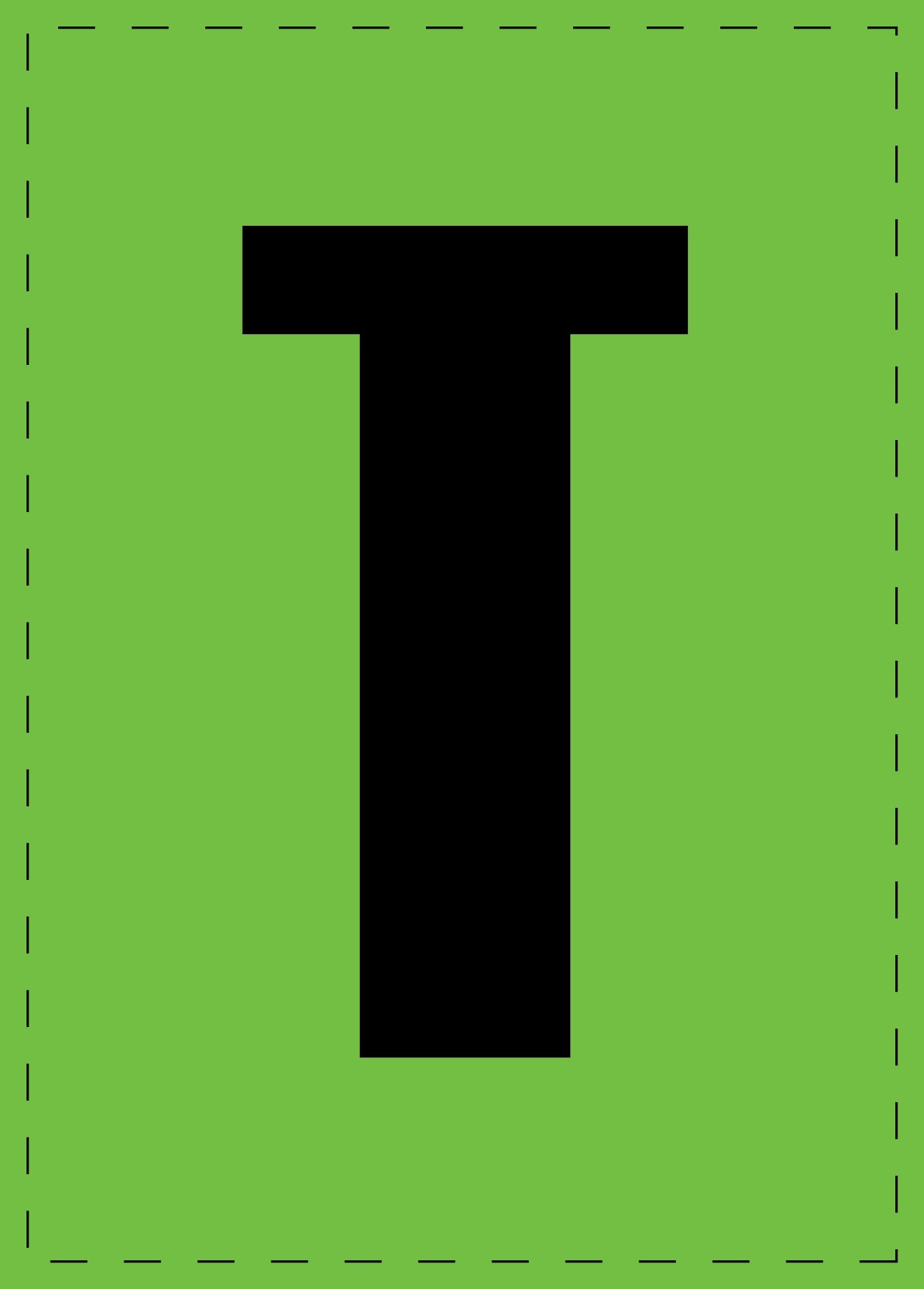 Lettre T autocollants de lettres et de chiffres, police noire sur fond vert ES-BGPVC-T-67