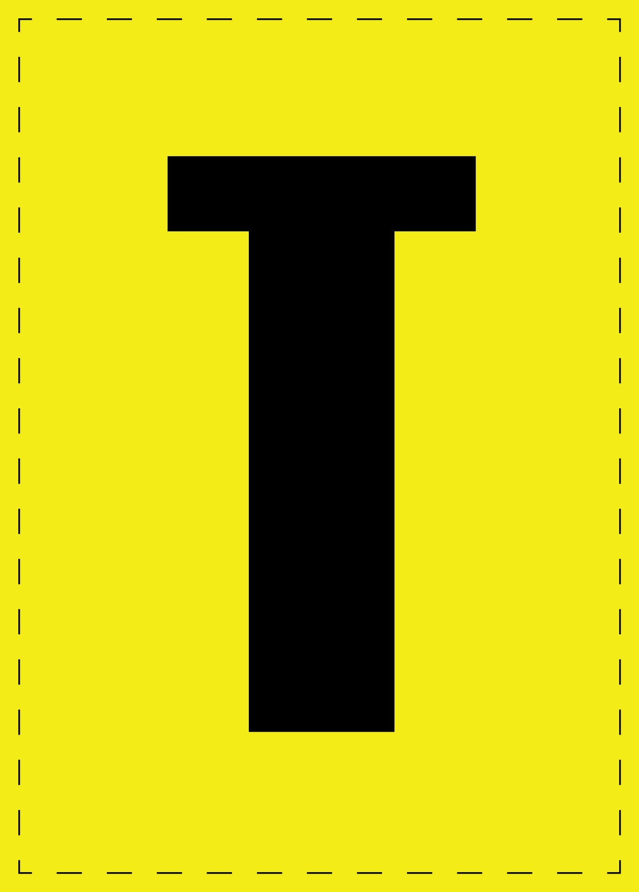 Lettre T autocollants de lettres et de chiffres, police noire sur fond jaune ES-BGPVC-T-3