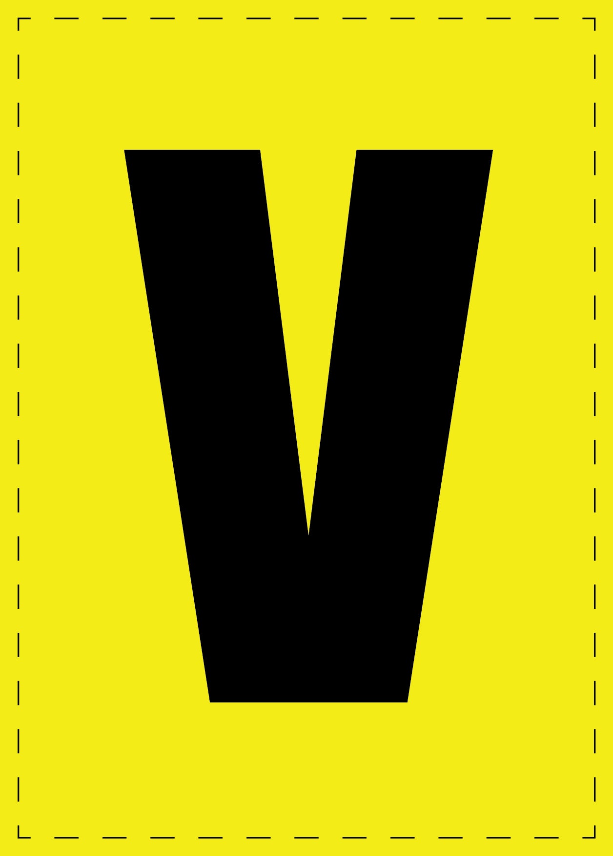 Lettre V autocollants de lettres et de chiffres, police noire sur fond jaune ES-BGPVC-V-3