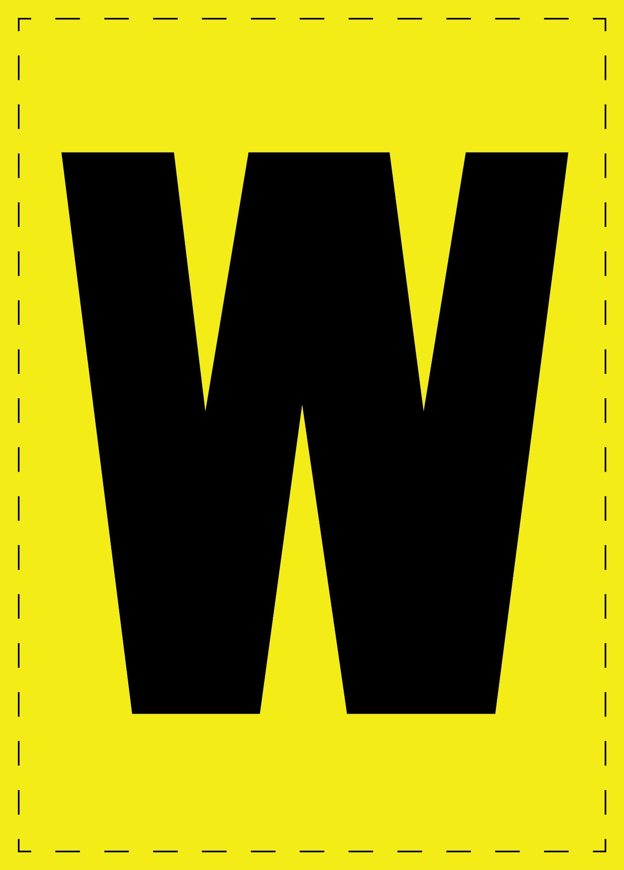 Lettre W autocollants de lettres et de chiffres, police noire sur fond jaune ES-BGPVC-W-3