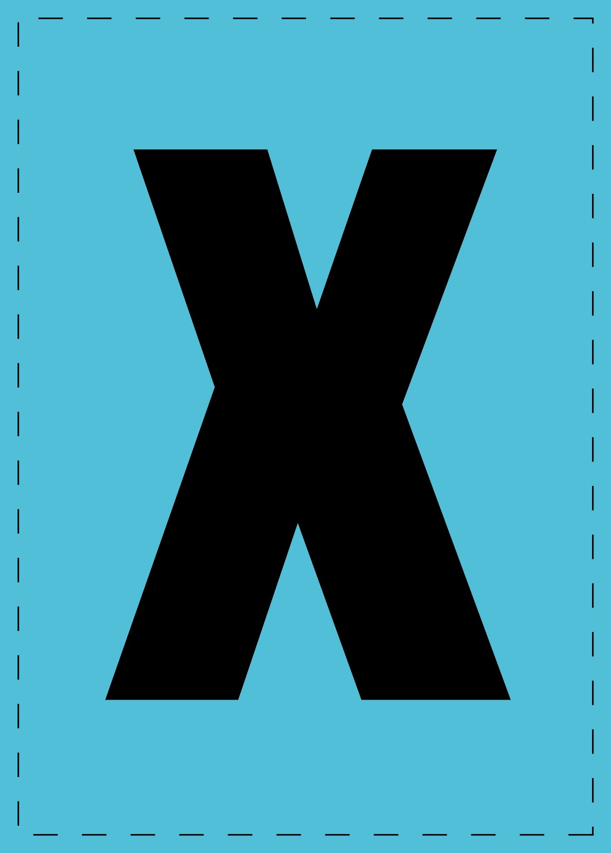 Lettre X autocollants de lettres et de chiffres, police noire sur fond bleu ES-BGPVC-X-50