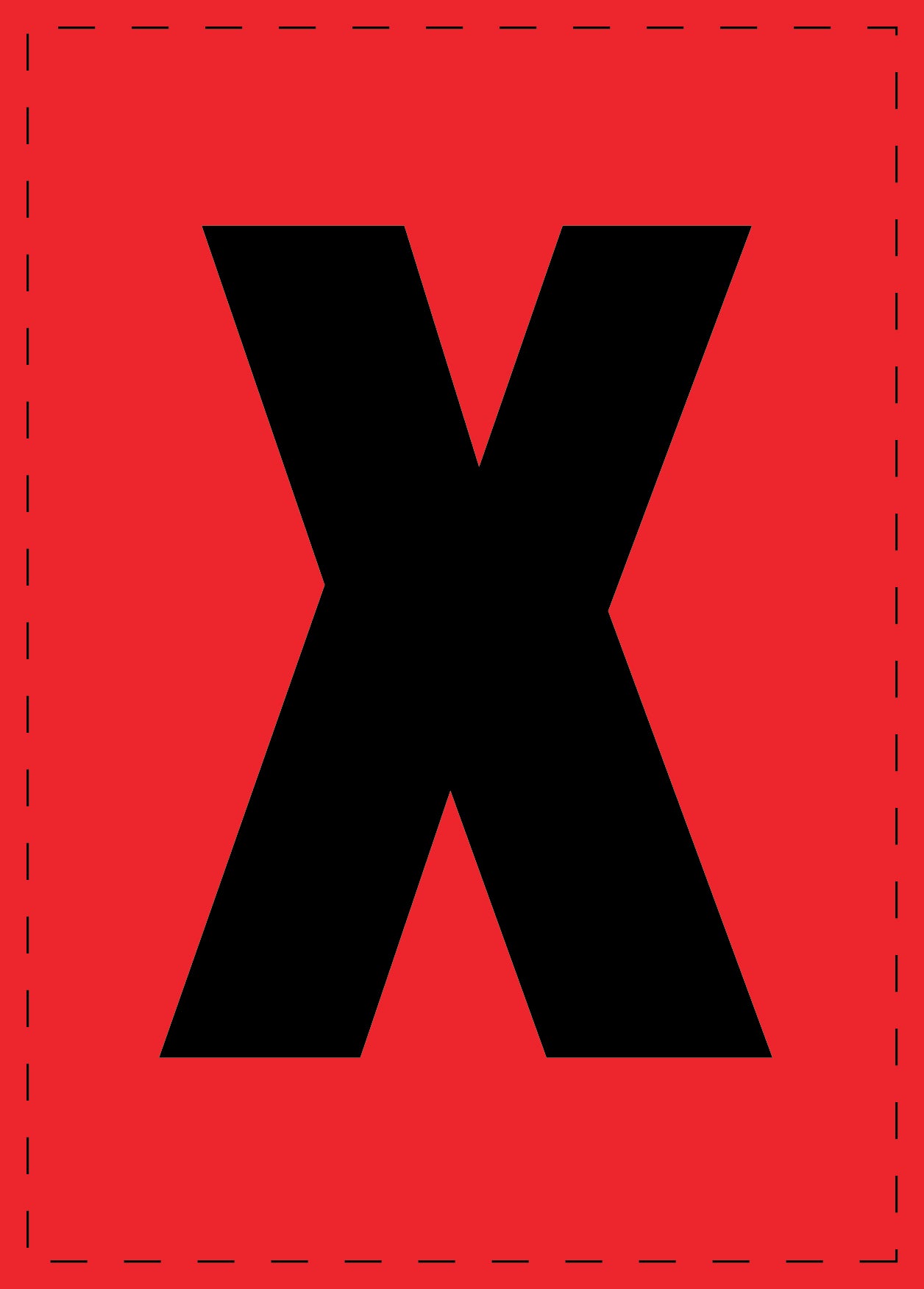 Lettre X autocollants de lettres et de chiffres, police noire sur fond rouge ES-BGPVC-X-14
