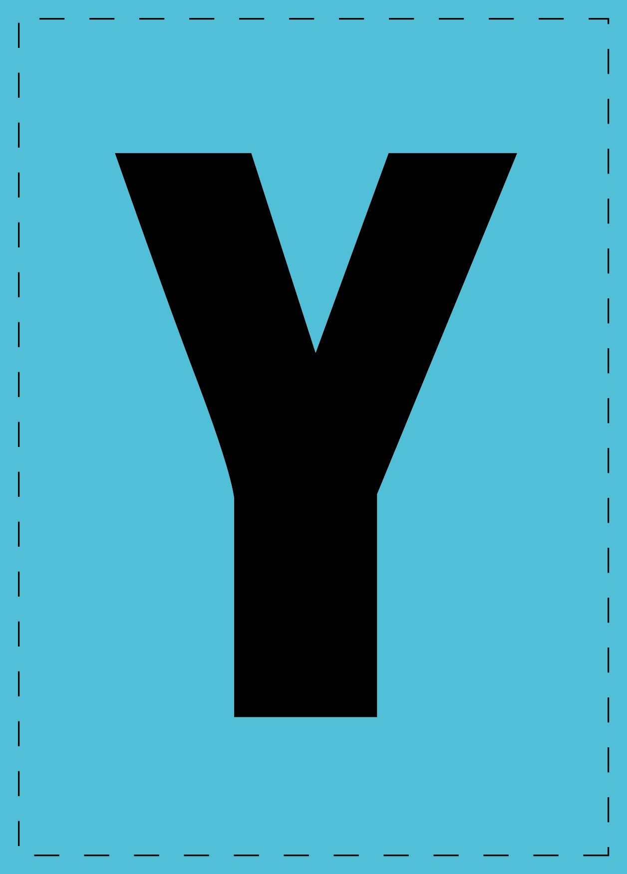 Lettre Y autocollants de lettres et de chiffres, police noire sur fond bleu ES-BGPVC-Y-50