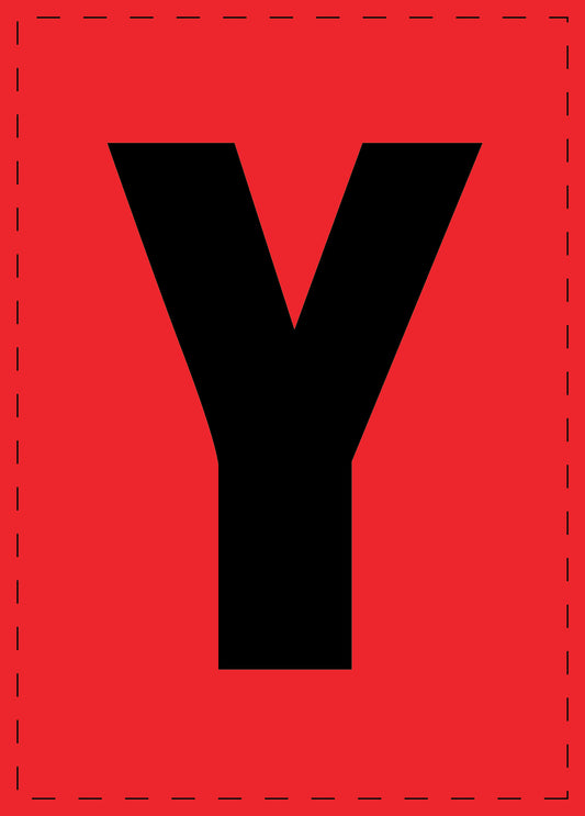 Lettre Y autocollants de lettres et de chiffres, police noire sur fond rouge ES-BGPVC-Y-14