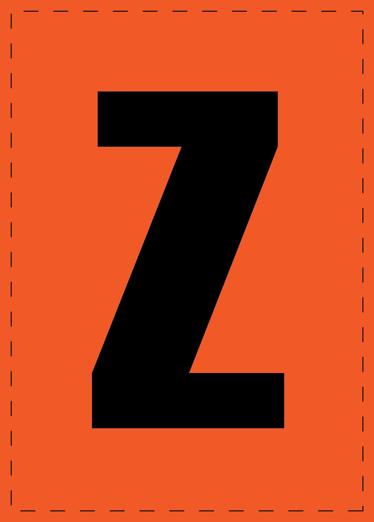 Lettre Z autocollants de lettres et de chiffres, police noire sur fond orange ES-BGPVC-Z-8
