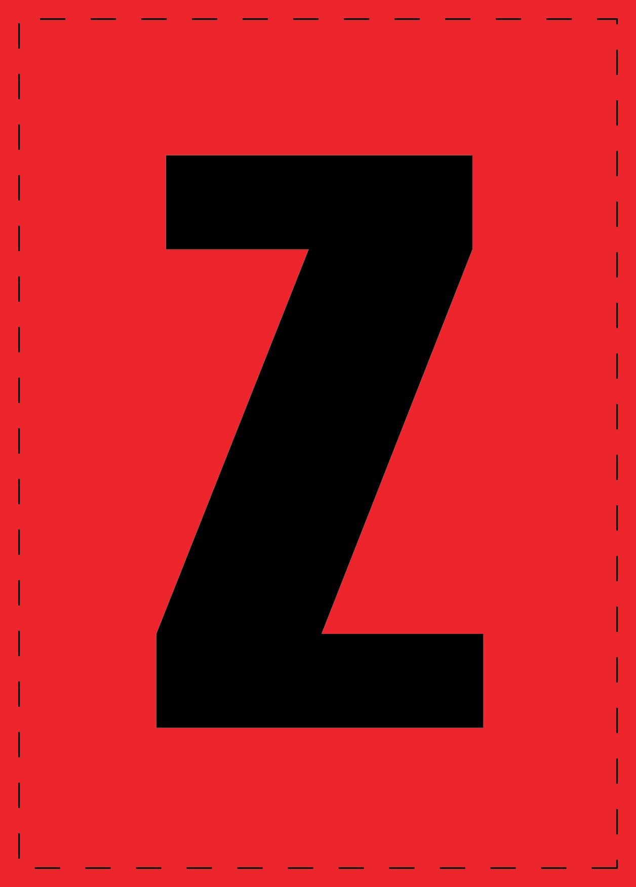 Lettre Z autocollants de lettres et de chiffres, police noire sur fond rouge ES-BGPVC-Z-14