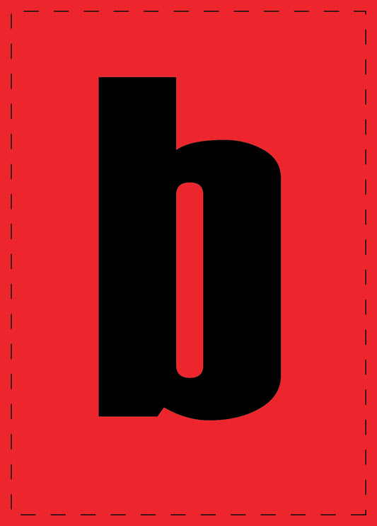 Lettre b autocollants de lettres et de chiffres, police noire sur fond rouge ES-BKPVC-B-14