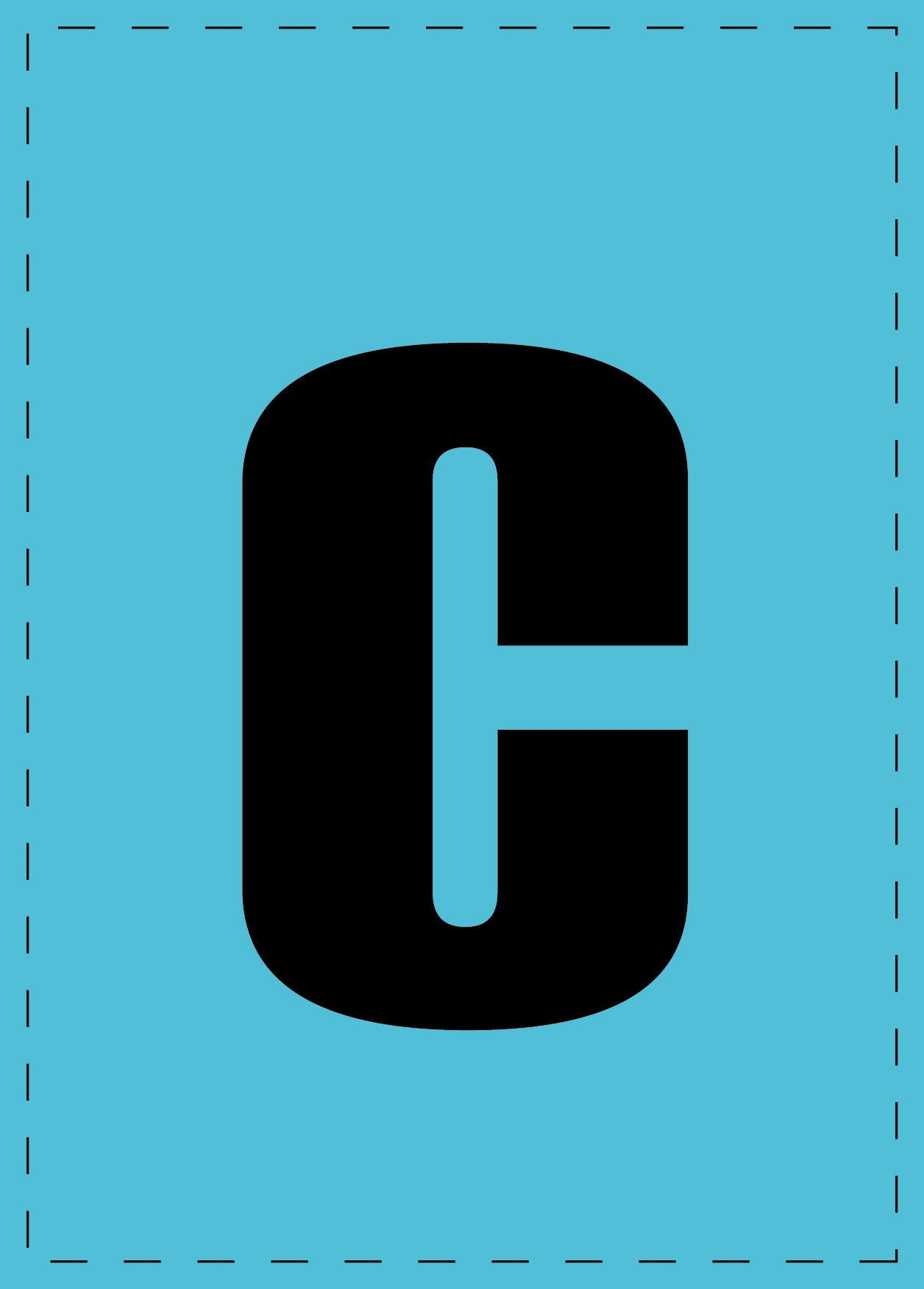 Lettre c autocollants de lettres et de chiffres, police noire sur fond bleu ES-BKPVC-C-50