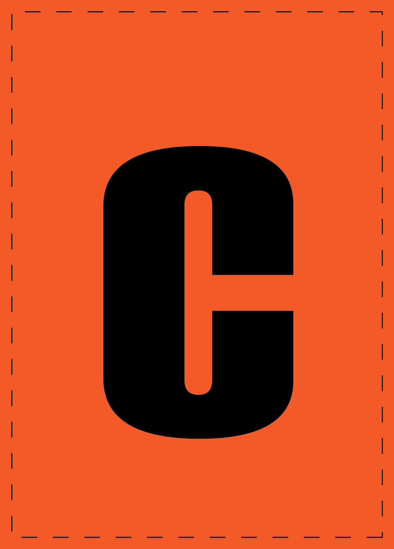 Lettre c autocollants de lettres et de chiffres, police noire sur fond orange ES-BKPVC-C-8