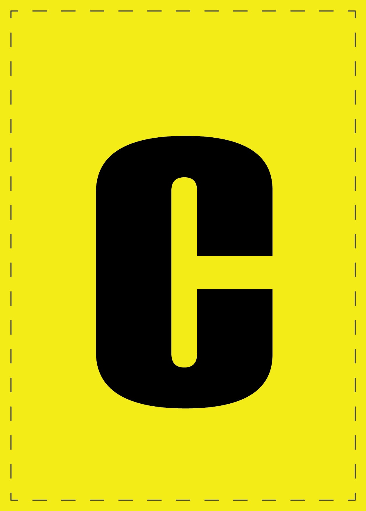 Lettre c autocollants de lettres et de chiffres, police noire sur fond jaune ES-BKPVC-C-3