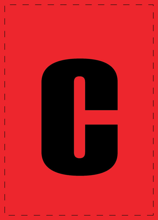 Lettre c autocollants de lettres et de chiffres, police noire sur fond rouge ES-BKPVC-C-14