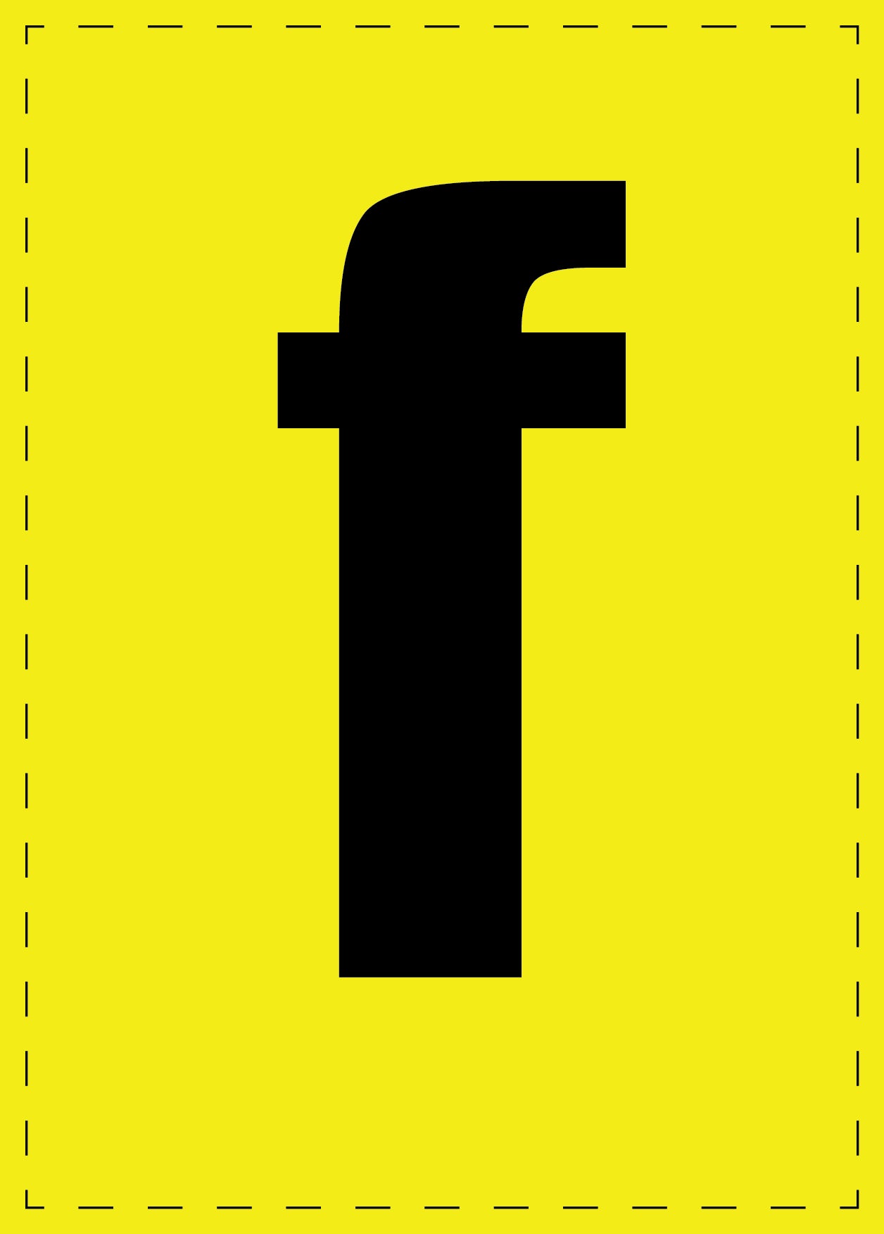 Lettre f autocollants de lettres et de chiffres, police noire sur fond jaune ES-BKPVC-F-3