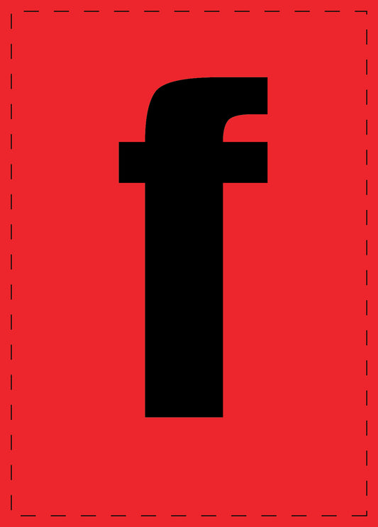 Lettre f autocollants de lettres et de chiffres, police noire sur fond rouge ES-BKPVC-F-14