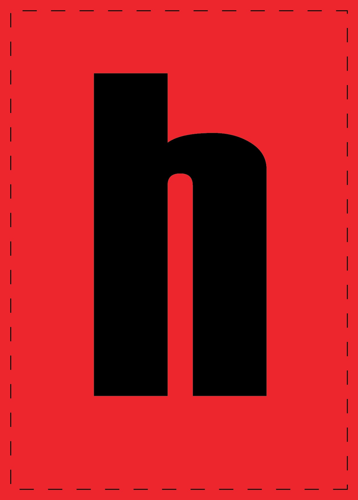 Lettre h autocollants de lettres et de chiffres, police noire sur fond rouge ES-BKPVC-H-14