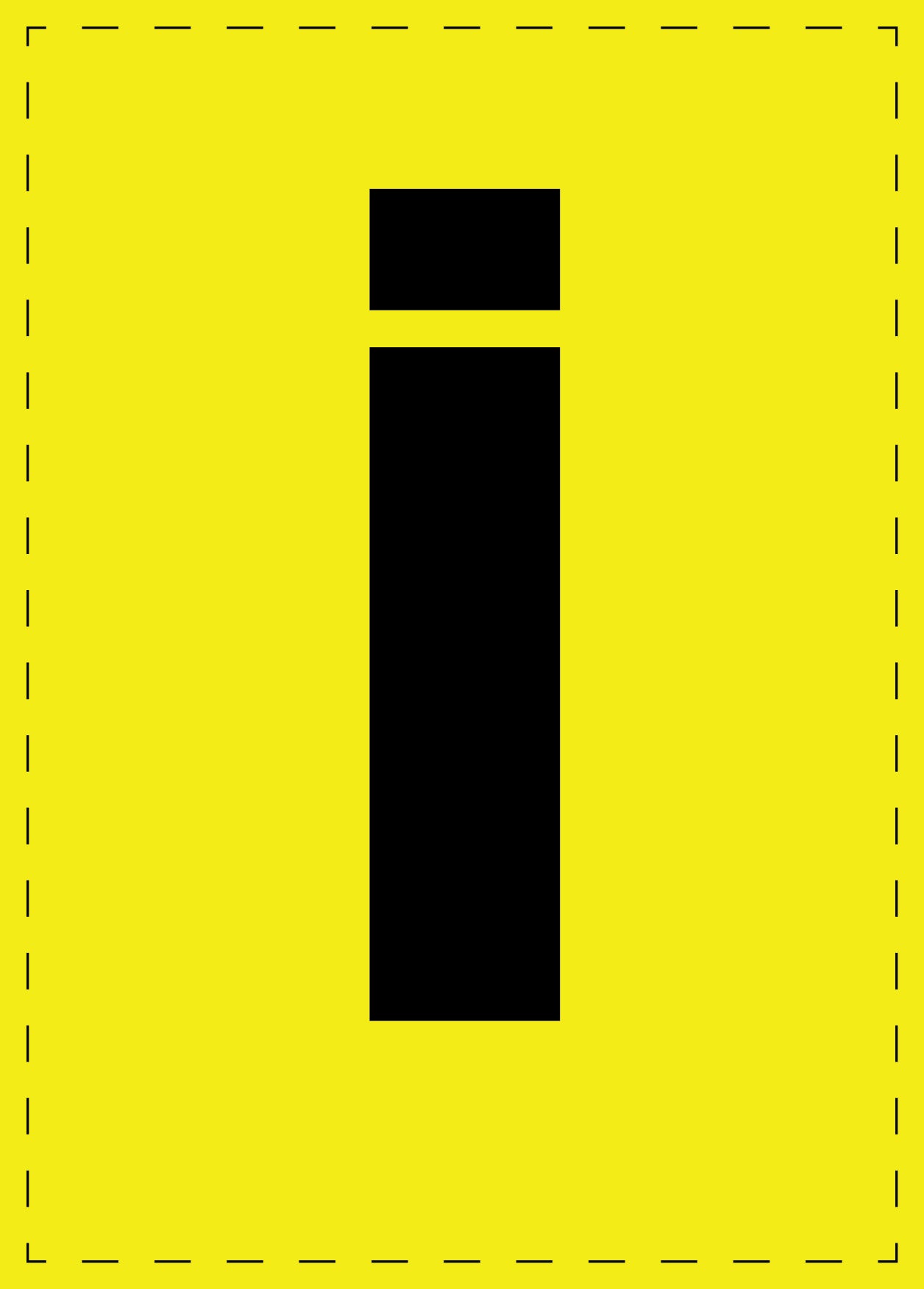 Lettre i autocollants de lettres et de chiffres, police noire sur fond jaune ES-BKPVC-I-3